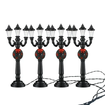 4 шт. Мини Рождественский фонарный столб, лампа для поезда, Миниатюрный уличный фонарь, декоративный уличный фонарь для кукольного домика 