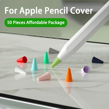 50ШТ Чехол для наконечника карандаша для Apple Pencil Cover Generation Mute Силиконовый Чехол для Наконечника для Сенсорного экрана Ipad Stylus Touch Pen Cover