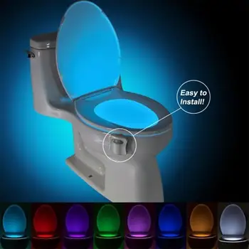 8 Цветов PIR Датчик движения, Подсветка для туалета, Светодиодная Ночная лампа для туалета, Освещение унитаза для ванной, Ночник для туалета