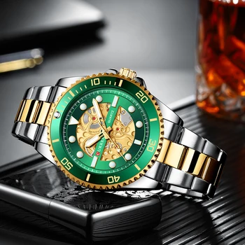 CURREN Кварцевые наручные часы 2022 С имитацией механического дизайна Кварцевые часы Мужские с ремешком из нержавеющей стали Светящиеся наручные часы для мужчин