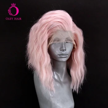 OLEY Hair Короткий Розовый парик Бесклеевой синтетический парик на кружеве 13x4, Свободный парик Трансвестита, термостойкие парики для косплея Для чернокожих женщин