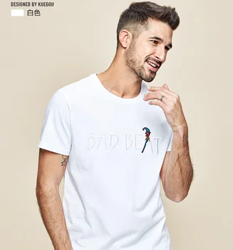W4321- Мужская футболка с коротким рукавом, мужская хлопковая футболка с круглым вырезом и буквенной вышивкой.