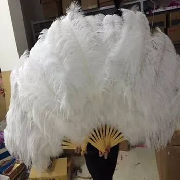 Большой веер из страусиных перьев с бамбуковыми шестами для Танца живота, украшение для вечеринки в честь Хэллоуина, необходимый декор, 12 костей