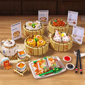 Изысканные мини-строительные блоки, Креативная китайская еда для завтрака, 3D модель Украшения дома, детские развивающие игрушки, подарок к празднику