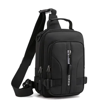Многофункциональная нагрудная сумка из лакированного нейлона, мужская водонепроницаемая мужская сумка через плечо, противоугонная дорожная сумка, мужская нагрудная сумка для зарядки через USB