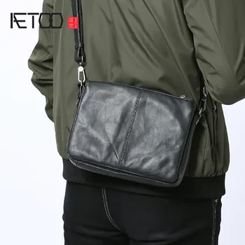 Мужская кожаная сумка AETOO, простая модная сумка из воловьей кожи на одно плечо, сумка через плечо, многофункциональная сумка, сумочка