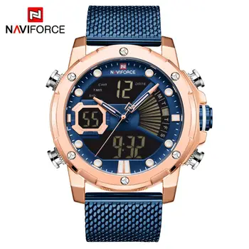 Мужские часы NAVIFORCE Топ Люксовый бренд Мужские спортивные часы Мужские кварцевые светодиодные цифровые часы Мужские Полностью стальные Военные наручные часы