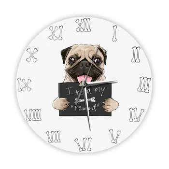 Настенные часы с изображением собачьей кости, Мультяшный английский бульдог, Настенные часы для детской комнаты, собака породы мастиф, британский бульдог, Декоративные Бесшумные кварцевые часы