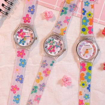 Новые летние модные часы с красочным цветком, Водонепроницаемые детские часы, Модные Карамельные кварцевые силиконовые повседневные часы Relogio Kol Saati