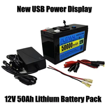 Новый USB Power Display 12v 50ah 18650 литиевый аккумулятор Подходит для солнечной энергии и зарядки аккумулятора электромобиля + 12,6 В