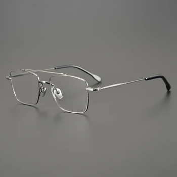 Оправа для очков ручной работы в стиле ретро из чистого титана, двухлучевая оправа, ультралегкие очки для близорукости, очки по рецепту 9102