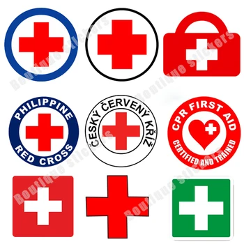 Персонализированная Наклейка с Красным Крестом, Знак Красного Креста, Знак Первой помощи, Наклейка Первой помощи, Круглый Боевой Медик