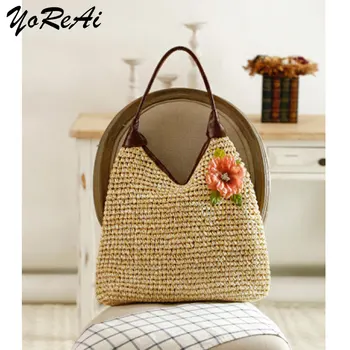 Повседневная Женская сумка-тоут YoReAi в стиле ретро, Популярная Модная сумка для покупок, Соломенные сумки для женщин, новинка 2021 года, Пляжная сумка в богемном стиле