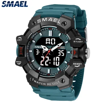Профессиональные военные часы SMAEL, Водонепроницаемые Мужские спортивные часы, Хронограф, Секундомер, EL-подсветка, Кварцевые наручные часы для мужчин 8080