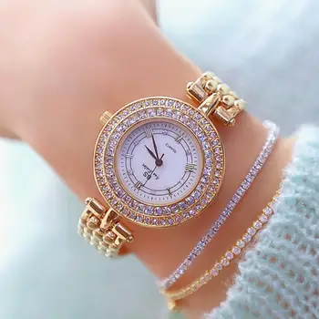 Роскошные часы с бриллиантами Женская мода Relojes Mujer Изысканные Часы Женские Лучший Бренд Из нержавеющей Стали Женские Кварцевые Наручные часы