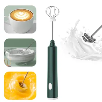 Ручная Электрическая Взбивалка для яиц, перезаряжаемая через USB, 3 скорости, Электрический взбиватель молока, Пенообразователь, Миксер для взбивания кофейных напитков, палочка для вспенивания, пенообразователь