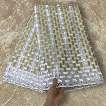 Удобная Хлопчатобумажная Ткань С Вышитым Кружевом, Имитирующим Рисунок Ротангового Коврика Dubai Textile 5 Ярдов/Шт Для Пошива Одежды 02C8