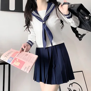 Школьная форма 2022 Performance JK, Рубашка с длинным рукавом, Плиссированная юбка, Костюм Моряка, Зимняя японская школьная форма для девочек
