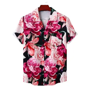 10 цветов, Мужская рубашка с принтом Розы, Гавайские повседневные пляжные рубашки в стиле Харадзюку, Летние Топы с 3D принтом, Модная блузка, Уличная одежда 3XL