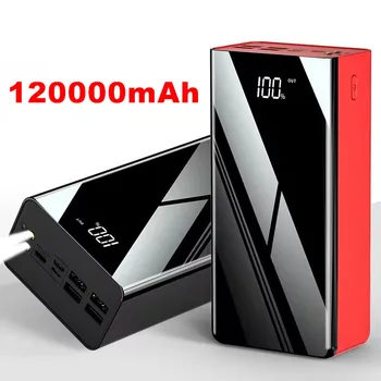 120000Mah Power Bank Volledige Spiegel Bildschirm Draagbare Snelle Oplader Power Externe Batterij Poverbank Voor . Mi Iphon