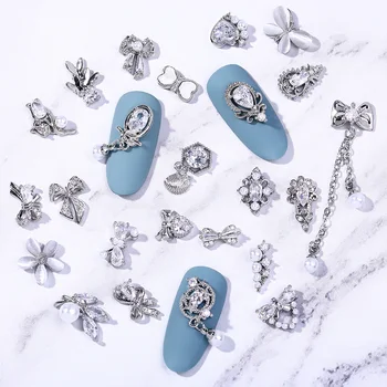 2 Предмета Элитных ювелирных изделий из серебра 3D класса Люкс, Японское украшение для ногтей, Высококачественный Маникюр с кристаллами Циркона, Бриллиантовый Амулет