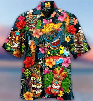 2022 Свободные дышащие Гавайские рубашки с 3D принтом, топы для пляжных вечеринок, летние мужские рубашки с короткими рукавами