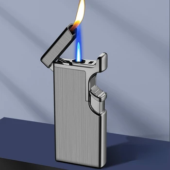 2023 Креативных зажигалки Magic Double Fire с прямым включателем огня, металлические надувные зажигалки, высококачественные подарки для мужчин
