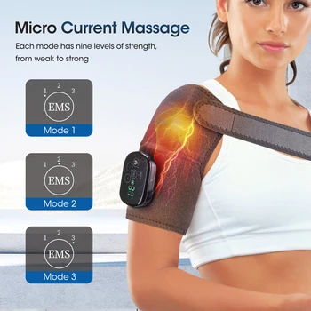 EMS Микротоковый Массажер для плеча, электрический нагревательный Вибрационный Массажер для колена при болях в суставах, Теплое Обертывание, пояс для наколенников при артрите