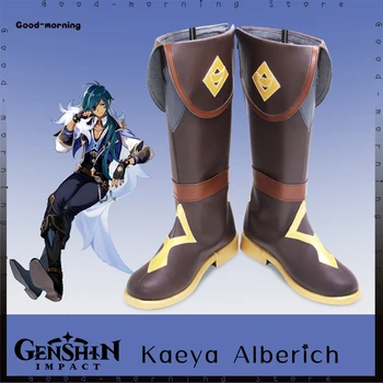 Game Genshin Impact Обувь для Косплея Kaeya Alberich, ботинки из искусственной кожи, Обувь для Вечеринки в честь Хэллоуина, Kaeya Alberich, Обувь любого размера по индивидуальному заказу