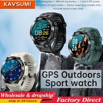 K37 GPS Смарт-Часы Мужские 1,32IPS 480 мАч Фитнес-Трекер 24/7 Частота сердечных сокращений IP68 Водонепроницаемые Blood ox Спортивные Умные Часы На открытом Воздухе