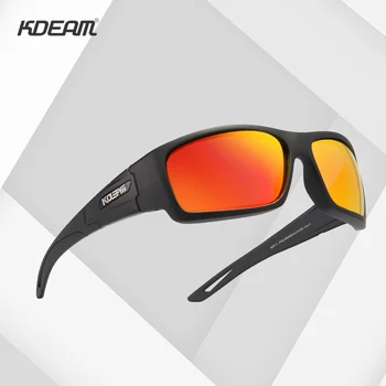 KDEAM, легкие спортивные солнцезащитные очки для мужчин, Усовершенствованный бренд, Зеркальные линзы UV400, Защитные солнцезащитные очки с коробкой