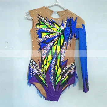LIUHUO Индивидуальный женский костюм для девочек, Трико для художественной гимнастики, Платье для соревнований по конькобежному спорту с одним рукавом, Многоцветное