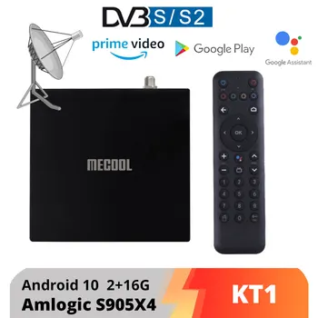 Mecool KT1 DVB S2 Bluetooth TV Box Android 10 Amlogic S905X4-B 4K 2T2R Двойной WIFI BT Медиаплеер Телеприставка