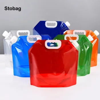 StoBag 10 шт. Прозрачные Большие пакеты для воды с краном, Складные для хранения жидкости для напитков, Портативные герметичные Многоразовые пакеты