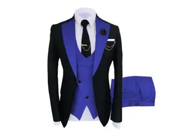 XS-5XL, новинка 2023, европейский и американский мужской костюм из 3 предметов, простой повседневный мужской костюм, платье большого размера, тонкий деловой повседневный костюм