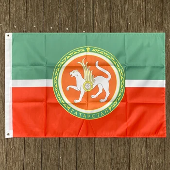 xvggdg флаг Республики Татарстан с Гербом Флаг баннер 3x5 футов 100D Полиэстер изготовленный на заказ печатный флаг