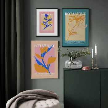Абстрактный цветочный лист, Ботанический Настенный арт-Принт, картина на холсте, Винтажный плакат в скандинавском стиле, современный декор, Картины для гостиной