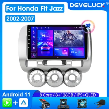 Автомагнитола Develuck Android 11 для Honda FIT JAZZ 2002 2003 2004 2005-2007, мультимедийный плеер 2Din, GPS-навигация, Carplay Stereo