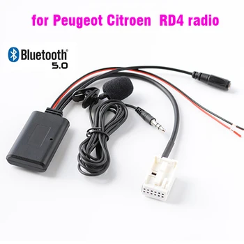 Автомобильный Bluetooth AUX Адаптер Беспроводной Радио Стерео Кабель Микрофон Для Peugeot 207 307 407 308 Для Citroen C2 C3 RD4