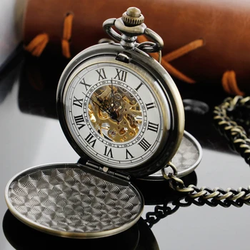 Антикварные механические карманные часы в стиле Рим с Двойным отверстием в стиле Стимпанк, Винтажные мужские аналоговые сигнальные часы, Женские ювелирные изделия в подарок