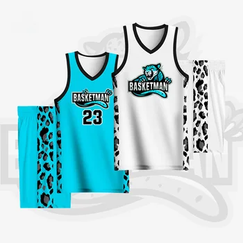 Баскетбольные комплекты для мужчин, Крутая леопардовая Полная Сублимация, Майки с логотипом и названием команды, Шорты, Тренировочные спортивные костюмы