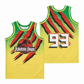 Баскетбольные майки The Lost World 93 Jurassic Park Truck Джерси, высококачественная спортивная одежда для активного отдыха, вышивка Желтого цвета, Новинка 2023