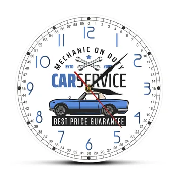 Винтажный механик по ремонту гаража на дежурстве, Автомобильные настенные часы с логотипом гаража на заказ, бизнес-бренд, настенные часы