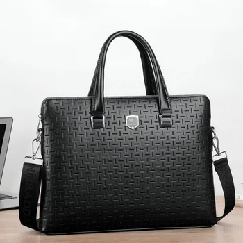 Деловой Кожаный мужской портфель, сумка большой емкости, Высококачественная Мужская сумка-мессенджер через плечо, Офисная сумка для ноутбука