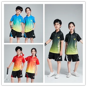 Детская футболка для настольного тенниса, быстросохнущие детские теннисные футболки, Одежда для бадминтона, настольного тенниса, Мужские спортивные топы, футболки, спортивные костюмы