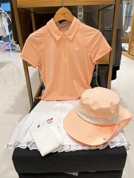 Женские рубашки для гольфа 2023, Летние Футболки на молнии с короткими рукавами, Приталенные Спортивные быстросохнущие Стрейчевые рубашки-поло, Модные топы для гольфа