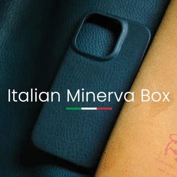 Итальянский чехол Minerva Box из натуральной кожи для iPhone 14 Pro Max Plus, Роскошный деловой чехол для телефона ручной работы из воловьей кожи