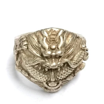 Китайское Тибетское серебряное кольцо с драконом с резьбой отличная коллекция подарков для мужчин и женщин