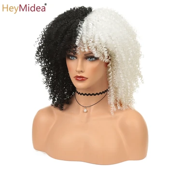Короткий афро-кудрявый парик с челкой для чернокожих женщин, косплей 