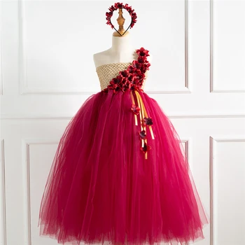 Костюм Цветочной Феи для девочек, Косплей, Маскарадное платье Принцессы с лепестками для детей, Костюм на Хэллоуин для детей, Карнавальное праздничное платье